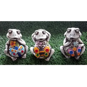 Funny Resin sitting Frog with decorative flower garden decor