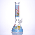 35 cm / 13,8 pouces, verre hippies, bang de bécher en verre avec motif de dessin animé, tuyau d'eau en verre borosilicate, bang en verre, narguilé en verre