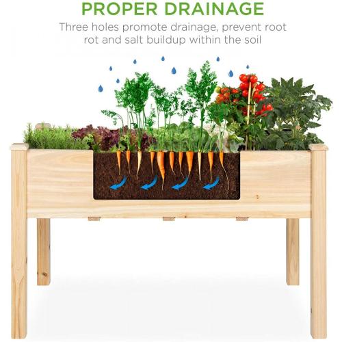 Wooden Box For Vegetables 48x24x30in Raised Garden Bed Elevated Wood Planter Box Supplier