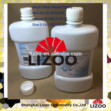 Secret mouth wash Flasks- White - Holds 17.6 Ounces of Your Favorite Drink