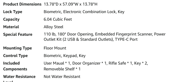 Digital Fingerprint & Keypad Code Rifle SAFES