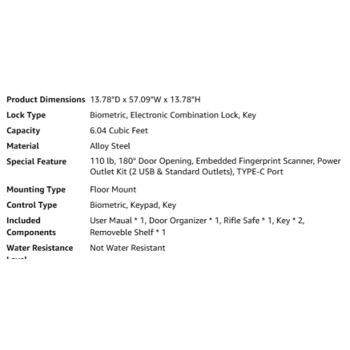 Digital Fingerprint & Keypad Code Rifle SAFES