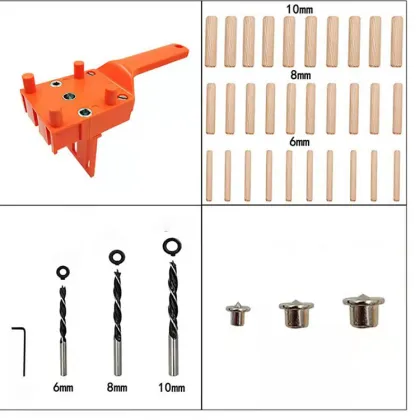 Dowelling Jig Set for Hand-Held Plank Connection and Drilling - 6/8/10mm for Joinery Woodworking