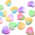 Gradient Pastel Color Glitter Heart Flat Back Resin Cabochons For Scrapbooking DIY Jewelry Craft Decoration