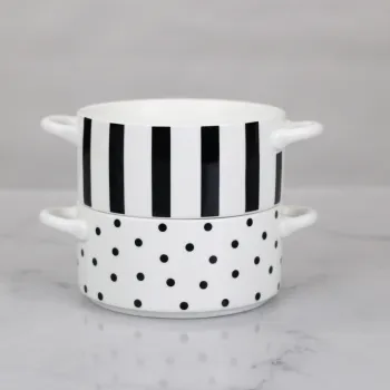 30-Ounce French Onion Soup Bowls with Handles - Set of Round Porcelain Soup Bowls for Soup, Chili, and Beef Stew