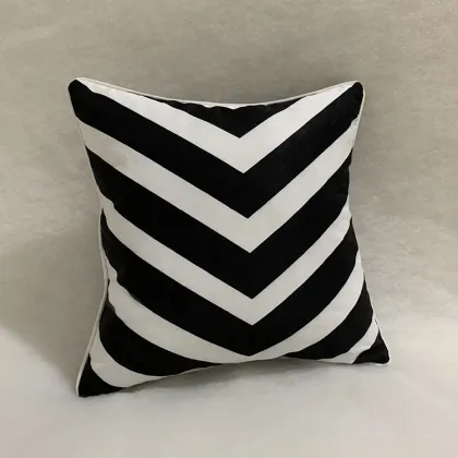 Customized Double Sided Black and White Chevron Stripe Moroccan Pillow Cushions