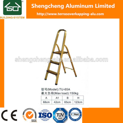 Domestic 3 Steps Aluminium Ladder with Wooden Color