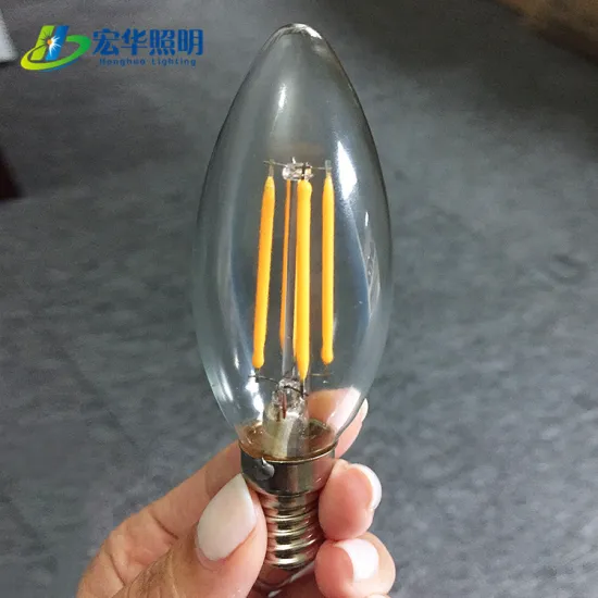 Low Voltage Clear Glass C35 2W LED Candle Light Bulb for Night Decor