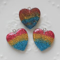 28MM wholesale resin heart flat back magic mermaid glitter bead cabochons for kids bracelet / necklace pendant charm