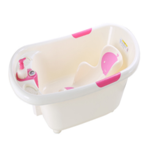 อ่างอาบน้ำพลาสติกสำหรับทารกที่มีเครื่องวัดอุณหภูมิและอ่างอาบน้ำ
