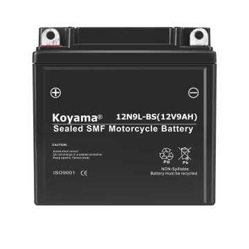 Bateri Motosikal Asid Lead yang Dimeteraikan 12N9L-BS (MF) 12V9AH