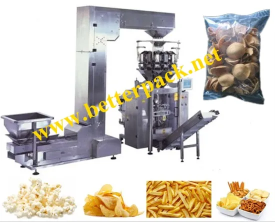 automatic chips weighing vertical forming packaging system