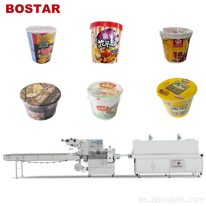 Máquina de embalaje de envoltura de túnel de calor de fideos de la taza