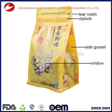 pet food industrial use flat bottom standing up pouch with ziplock