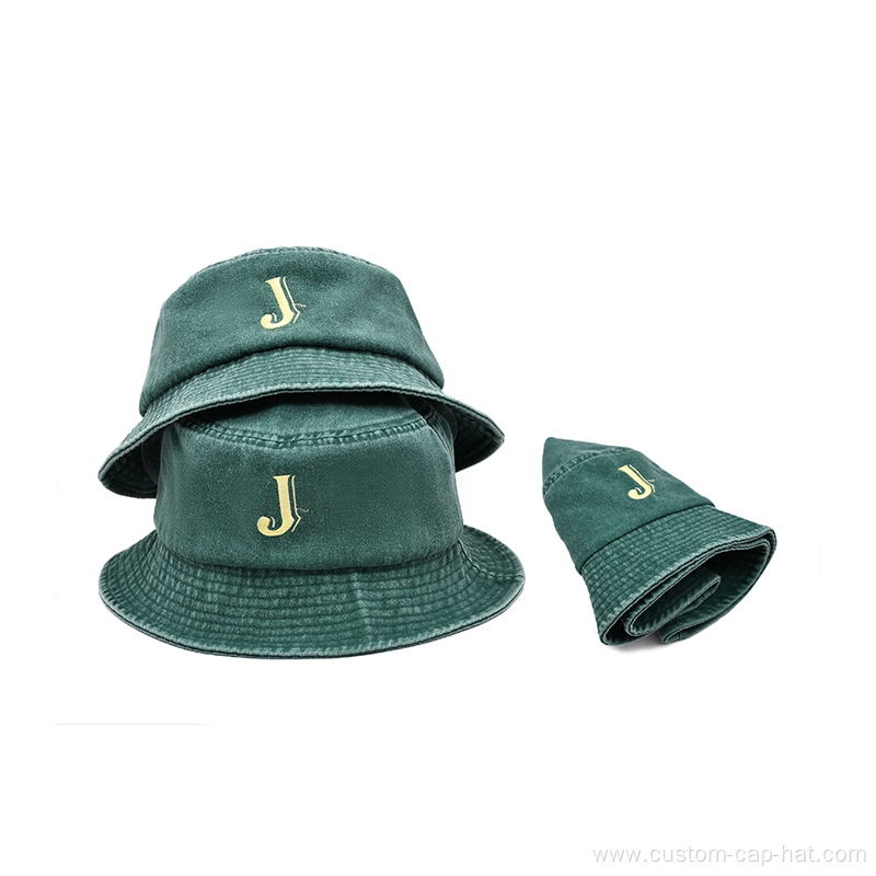 Embroidery Logo Washed Cotton Bucket Hats