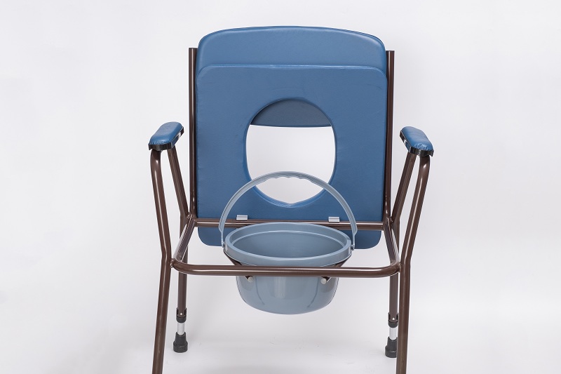 Silla de cócano en la cama, silla de orinal plegable médica para adultos, con cubo de cócona y protección de salpicaduras