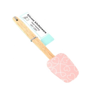 OEM Non-Stick Heat Resistant Pink Silicone Spatula with Wooden Handle