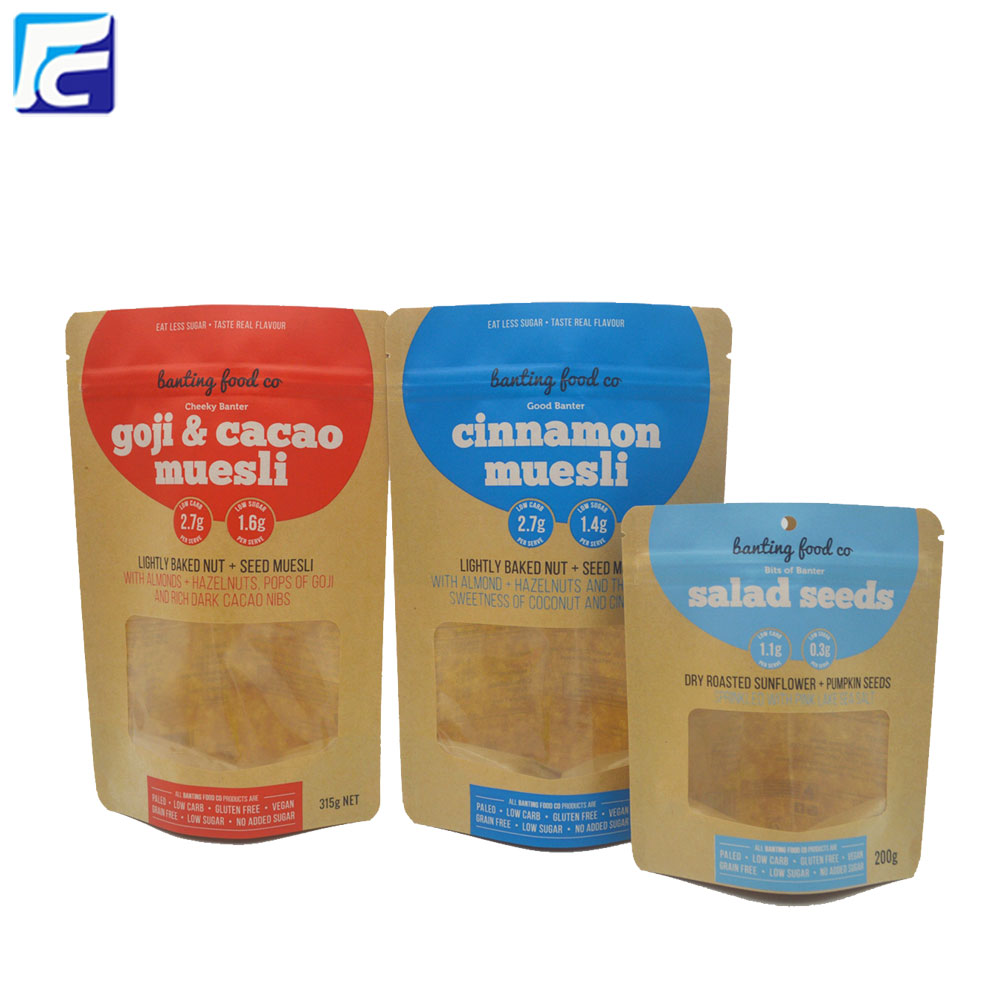 Resealable Zipper Kraft Paper Food Packaging Bags