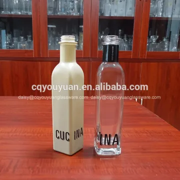 square shape clear glass 250ml empty oil bottle wholesale