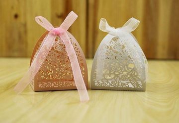 Wedding Decoration Chocolate Box Candy Box 3D Hollow Ribbon Laser Cutting Gift Box