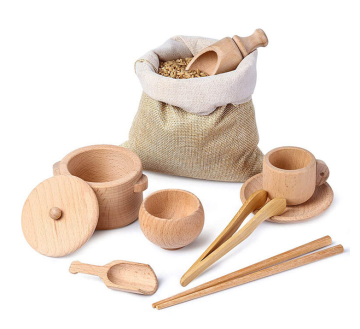 Montessori Sensorial Exercises: Wooden Fillers & Sensory Bin for Children's Development