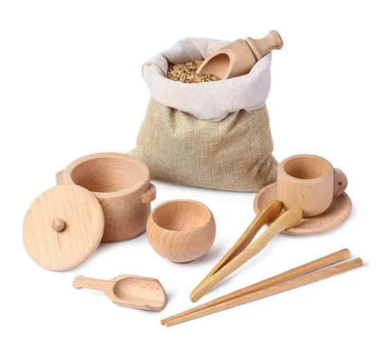Montessori Sensorial Exercises: Wooden Fillers & Sensory Bin for Children's Development