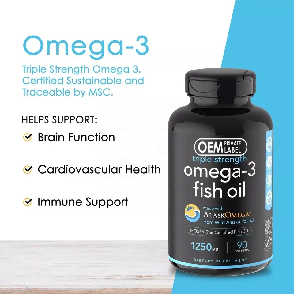 OEM/ODM Support Heart Health EPA And DHA Fish Oil Omega-3 Collagen Peptide Softgel Capsules