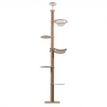 AIBIKE Eco-Friendly Sisal & Wood Cat Tree with 4-Level Tower Climbing Replaceable Surface Indoor Use Modern Design Play Toys
