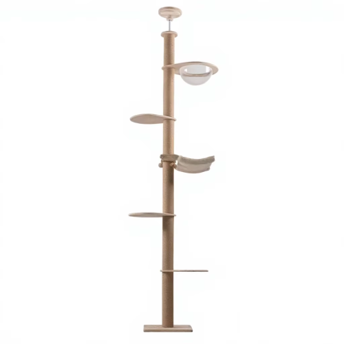 AIBIKE Eco-Friendly Sisal & Wood Cat Tree with 4-Level Tower Climbing Replaceable Surface Indoor Use Modern Design Play Toys
