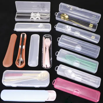 PP Plastic Box for Spoon Fork Chopsticks Cutlery Utensils Tableware Set Kid Children Picnic Camping Portable Travel Flatware Set