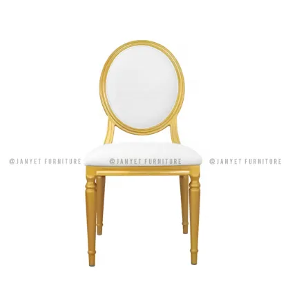 Luxury White and Gold Aluminum Louis Chair for Wedding Banquet Dining