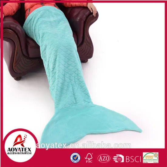 Custom super Soft adult or child flannel Mermaid Tail Blanket