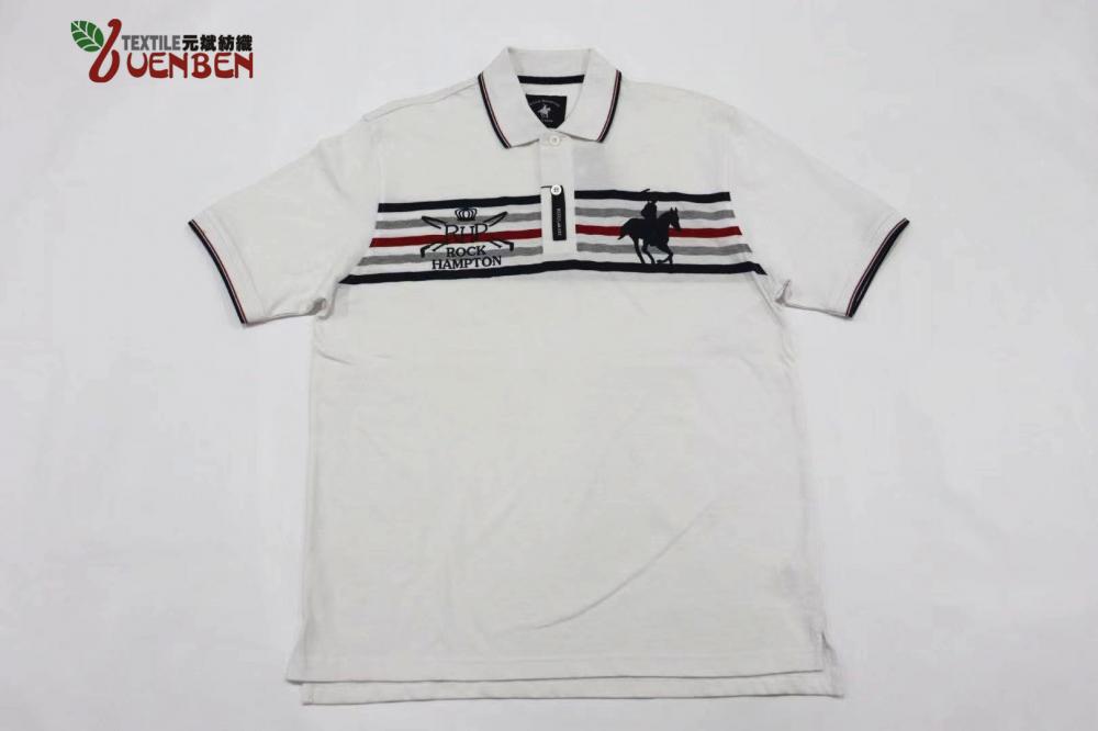 100%Cotton YD Stripe Jersey With Big Embroidery Shirt