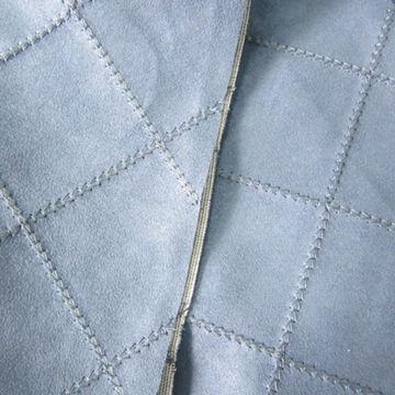 Embroidered Checker Sewed Faux Micro Suede Fabric with T/C Backing, Suitable for Car Seat Cover