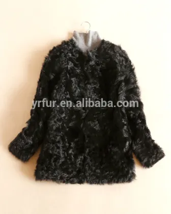 YR650 Classic Curly Lamb Fur Coat Real Baby Lamb Kalgan Lamb Skin Fur Coat