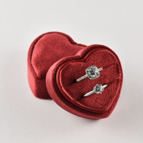 velvet Heart shape fashion wedding ring packing box