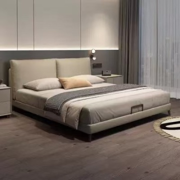 Customized King Size Queen Upholstered Bunk Bed Frame in Grey Italian Design with Velvet Fabric Headboard