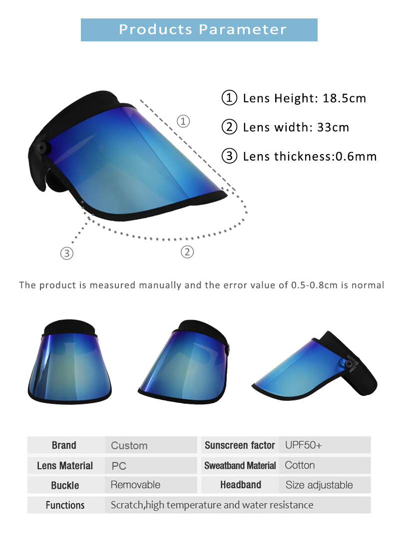 Ice Blue Visor Hat Uv Protection Face Shield Factory Wholesale
