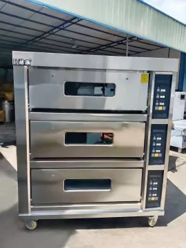 Three layer deck oven pizza bread making machine