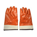 Brown PVC coated gloves foaminsulated linning safety cuff