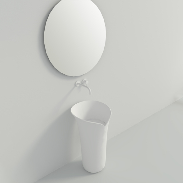 Factory Price Round Shaped Pedestal Washbasin Resin Marble Stone Bathroom Sink