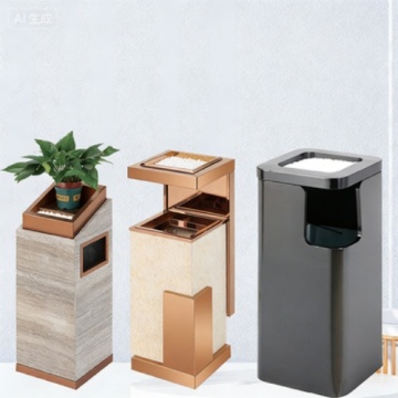 Customized Metal Trash Can with Marble and Ashtray Design