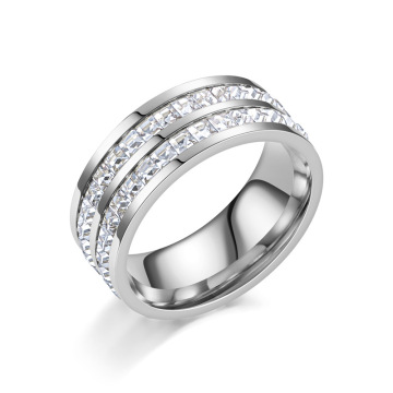 Wholesale Light Luxury Couple Diamond and Zircon Rings in Titanium Steel