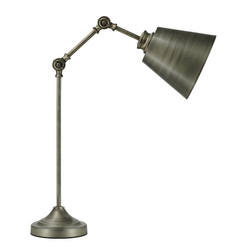 Candeeiro de mesa de metal com braço ajustável e latão antigo para sala de estar