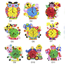 EVA 3D Clock Toys For Children Cute Handmade Animal Learning Puzzle Assembled DIY Creative Educational Art Crafts Toy Girl Gift
