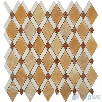 Yellow Polished Diamond Stone Mosaic Tiles