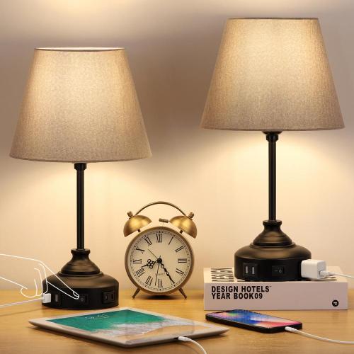 Table Lamp Modern Nightstand Lamp with Charging Ports Supplier