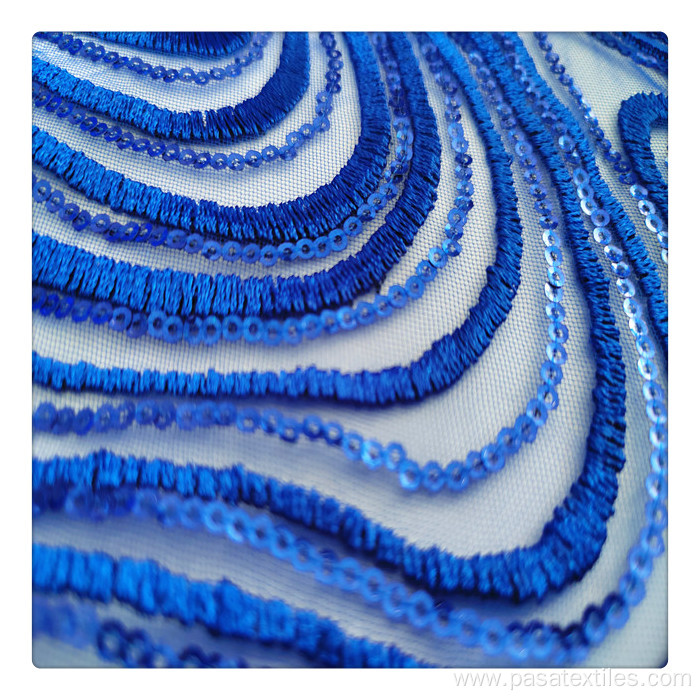 hot-sale sequin embroidery lace fabric for dress gold and royal blue lace fabric sequin fabric