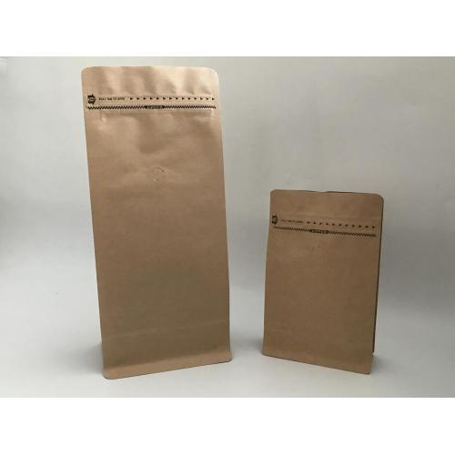 Bolsa de fondo plano de papel kraft con cremallera de bolsillo