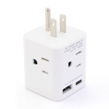 Wonplug USA Type Wall Extension Adapter with 4 Outlets